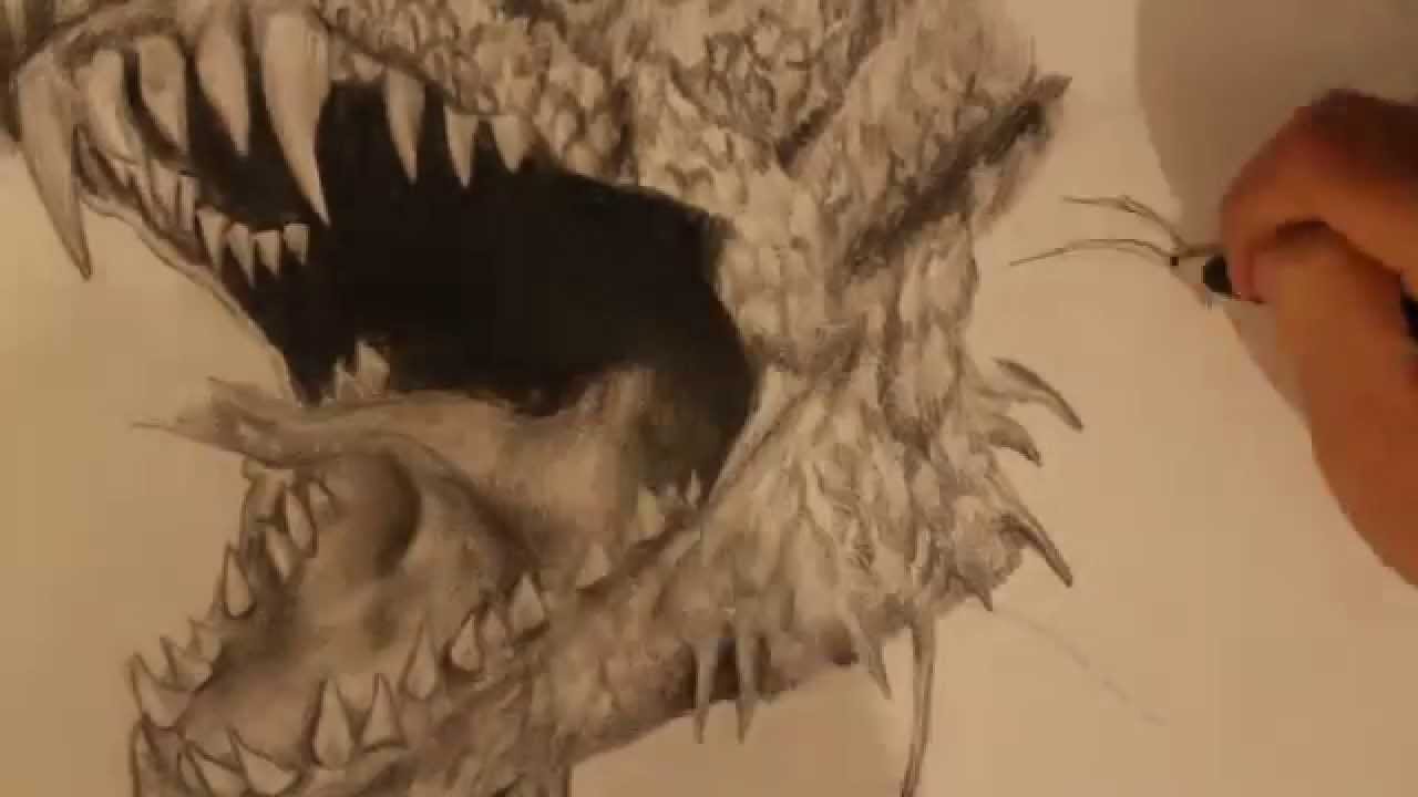 1280x720 Drawing A Fierce Dragon - Dragon Drawing Time Lapse
