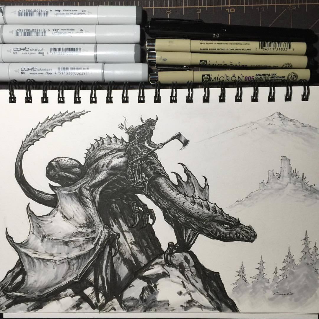 1080x1080 Greg Luzniak Art - Dragon Drawing Time Lapse