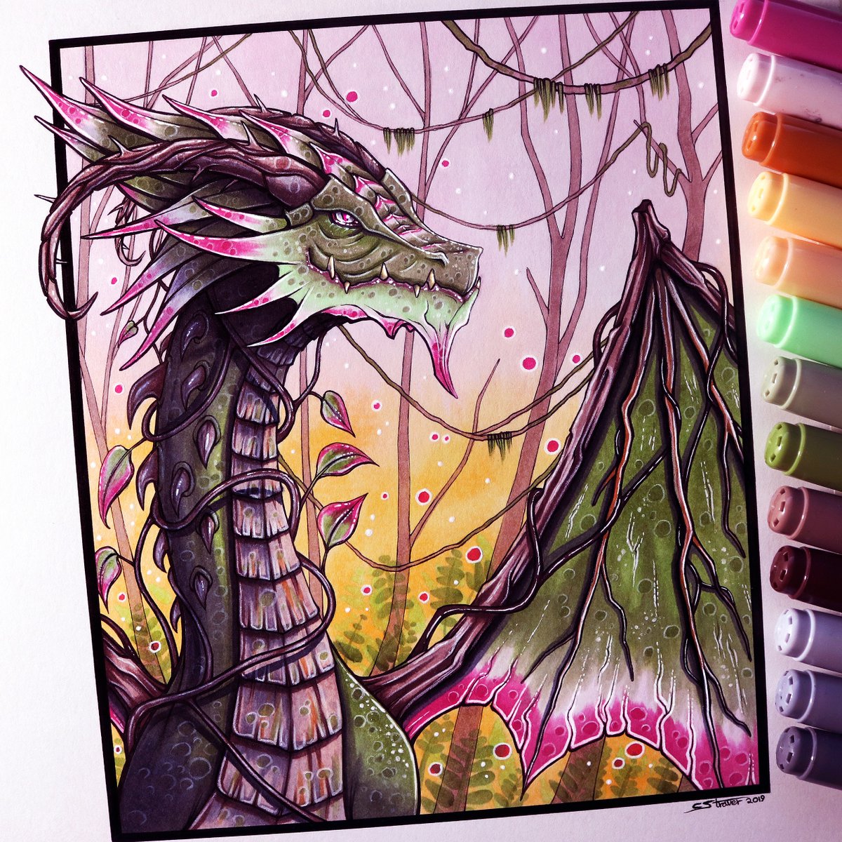 1200x1200 Christopher Straver On Twitter Here's My Drawing Of A Jungle - Dragon Drawing Time Lapse