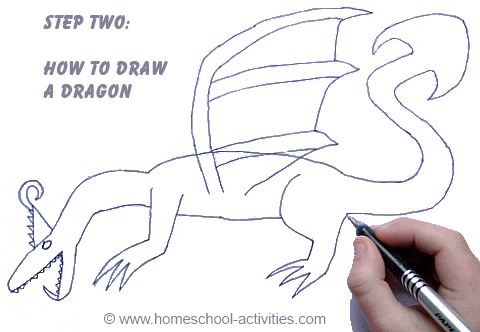 480x332 How To Draw A Dragon Art Projects For Kids - Dragon Drawing Tutorial