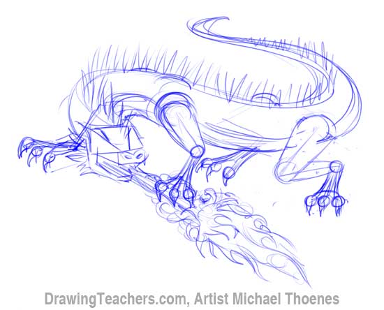 550x444 How To Draw A Dragon Lizard - Dragon Drawing Tutorial