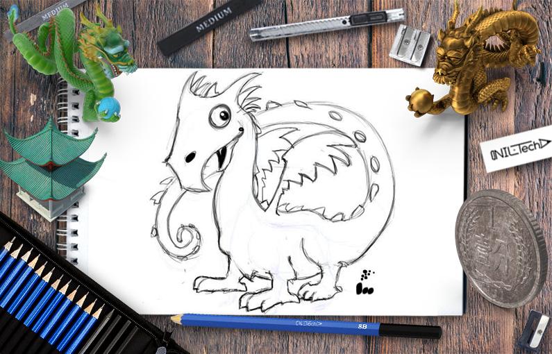 795x510 How To Draw A Simple Dragon Shop Nil Tech - Dragon Drawing Website