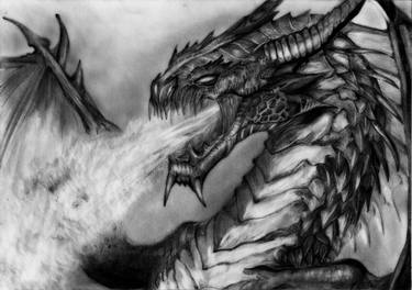 375x264 fire breathing dragon drawing - Dragon Fire Drawing