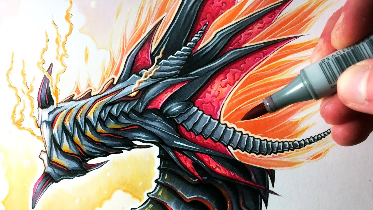 Let's Draw A Fire Dragon - Dragon Fire Drawing. 
