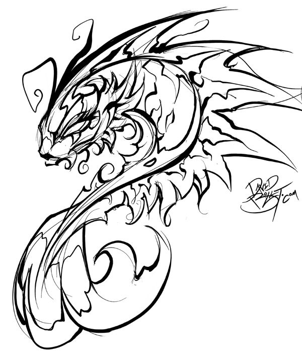 600x716 Dragon Fish - Dragon Fish Drawing