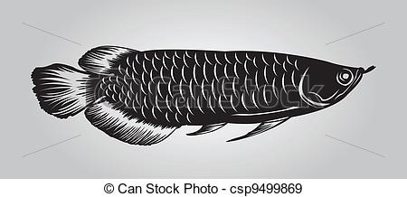 450x218 Arowana Dragon Arowana Fish In Black Silhouette - Dragon Fish Drawing
