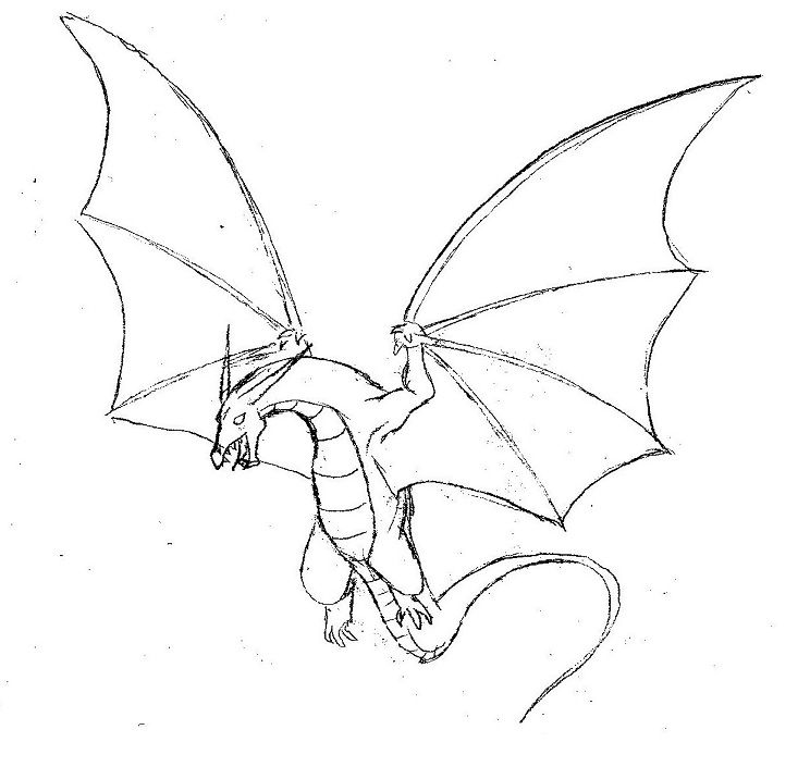 744x716 Simple Dragon Drawings With Wings Flying Dragon - Dragon Flying Drawing
