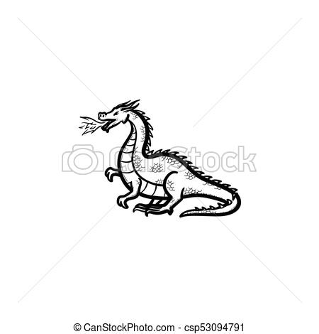 450x470 dragon breathing fire hand drawn sketch icon vector hand drawn - Dragon Hand Drawing