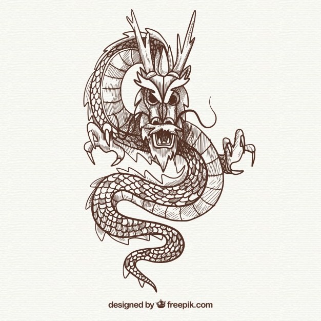 626x626 Hand Drawn Traditional Chinese Dragon Vector Free Download - Dragon Hand Drawing