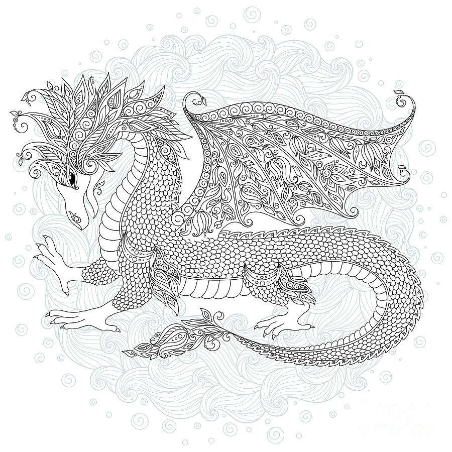 900x900 Vector Cartoon Dragon Hand Drawn Digital Art - Dragon Hand Drawing
