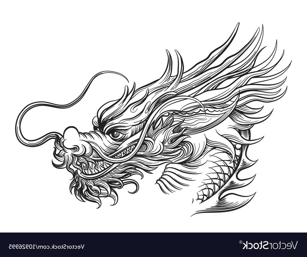 1000x840 Best Hand Drawn Chineese Dragon Head Vector Image - Dragon Hand Drawing