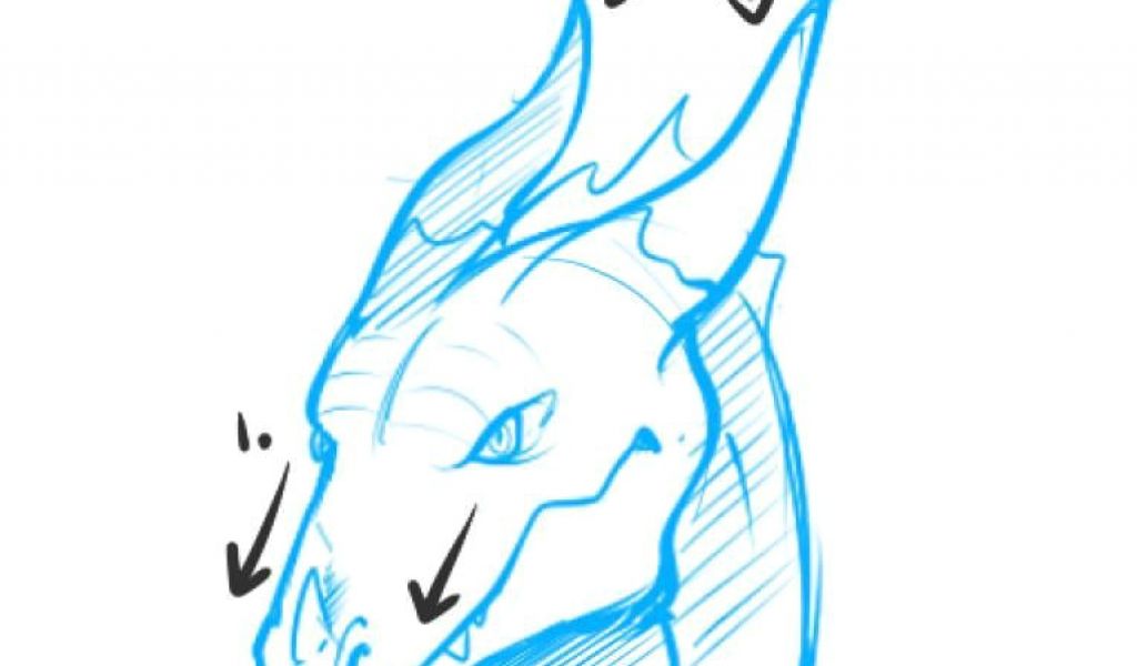 1024x600 dragon s teeth drawing dragon head drawing front how to draw - Dragon Head Drawing Step By Step