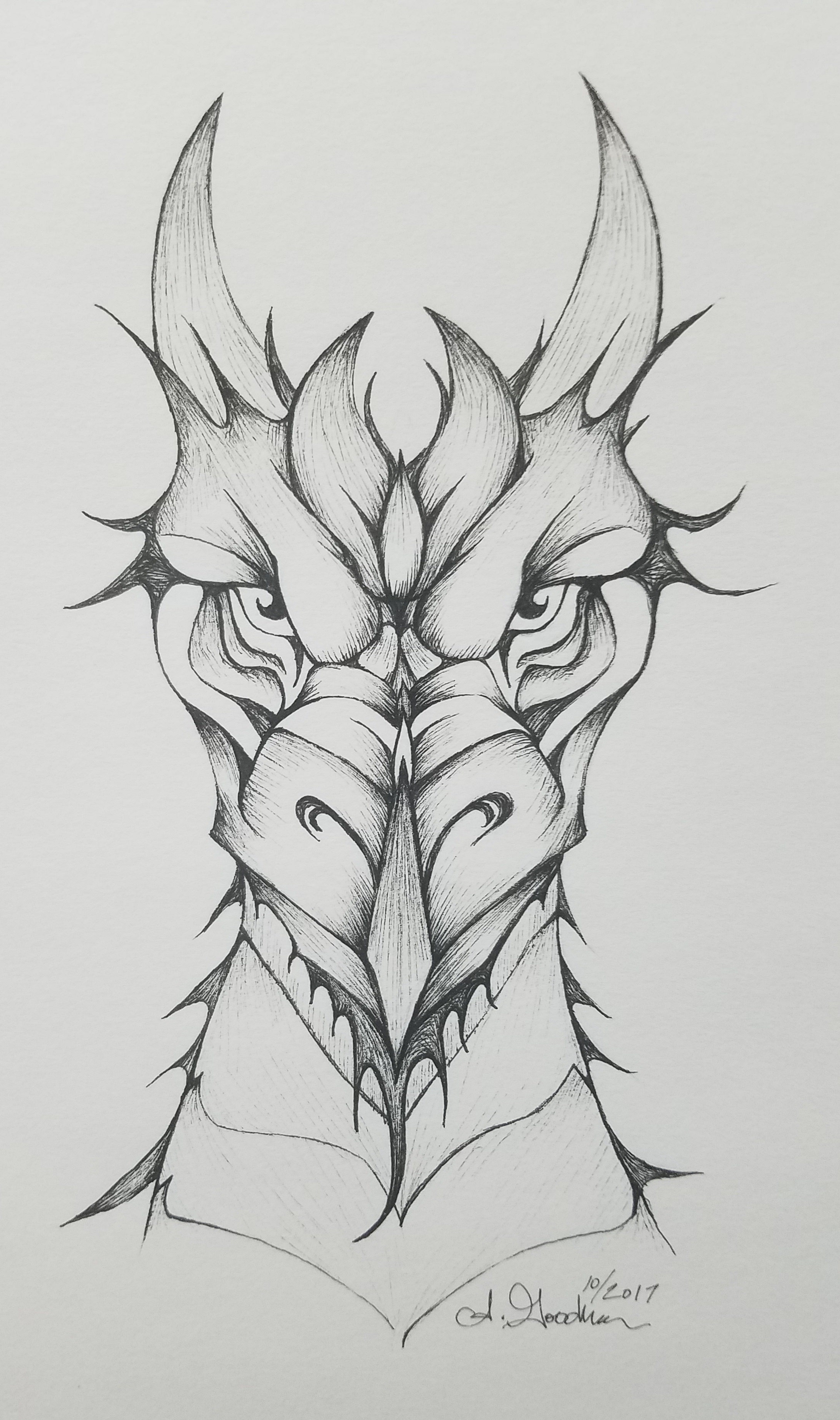 2192x3704 Dragon Ink Drawing Inktober Day - Dragon Ink Drawing