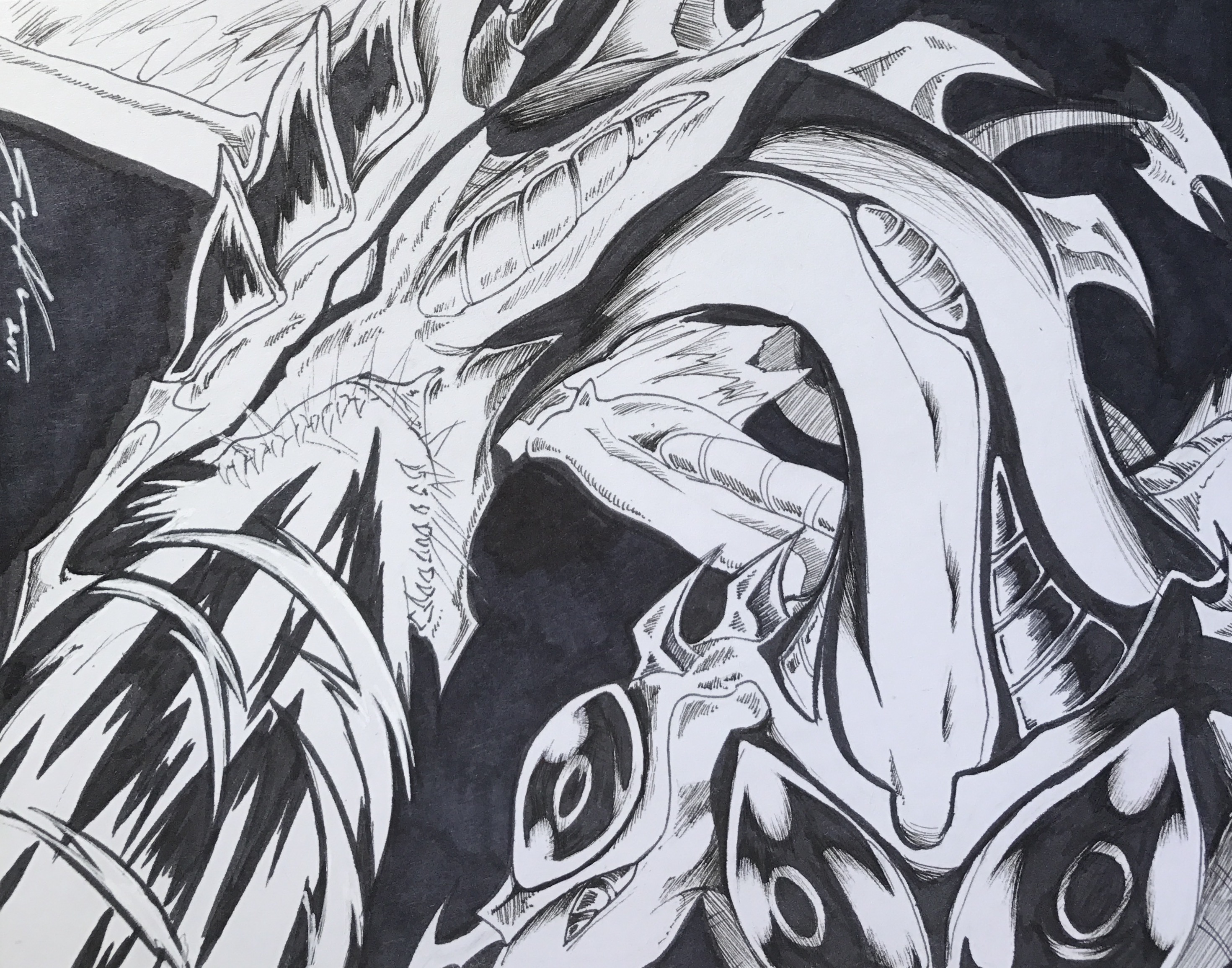 2941x2311 another stardust dragon ink drawing - Dragon Ink Drawing