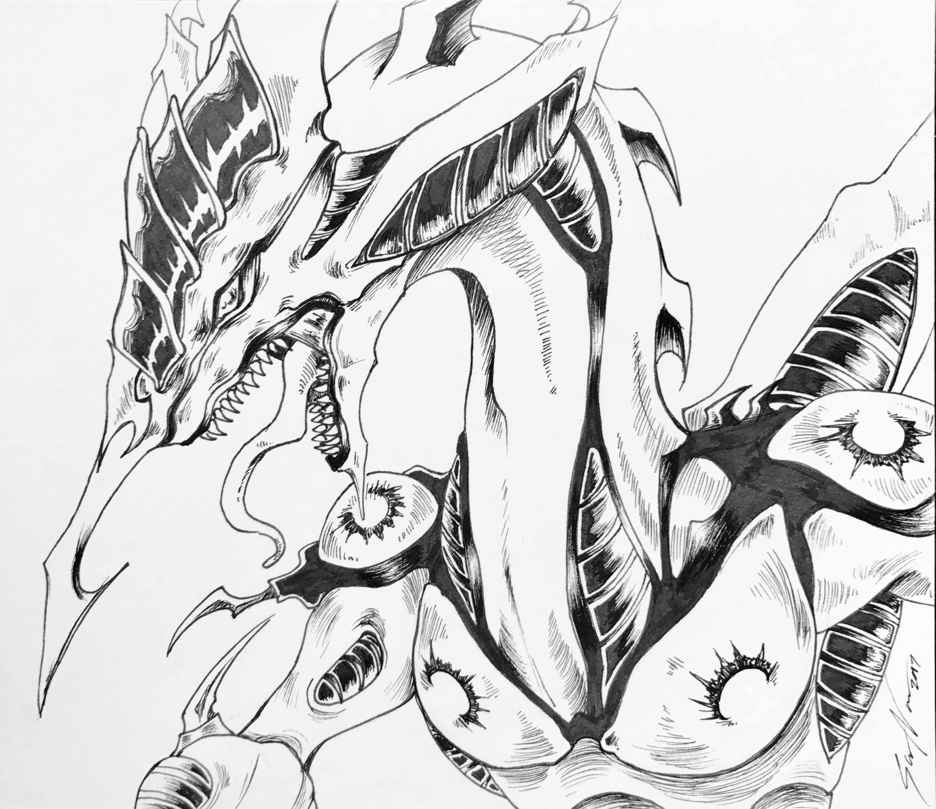 3022x2613 stardust dragon ink commission - Dragon Ink Drawing