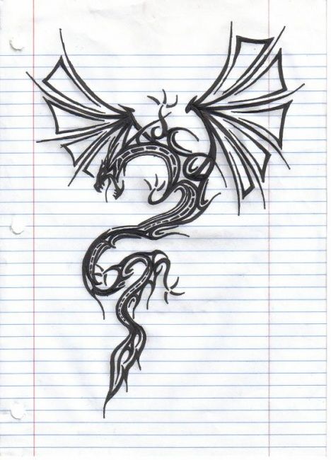 468x650 Tattoo Dragon Drawing - Dragon Ink Drawing
