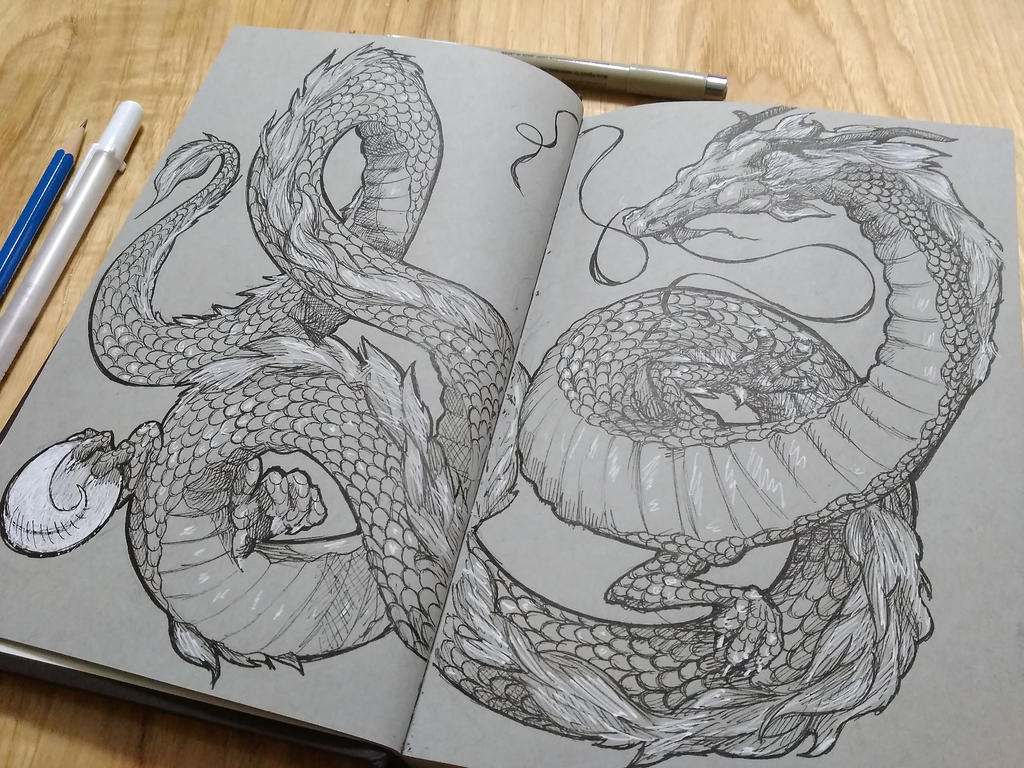 1024x768 Chinese Dragon Ink Drawing - Dragon Ink Drawing