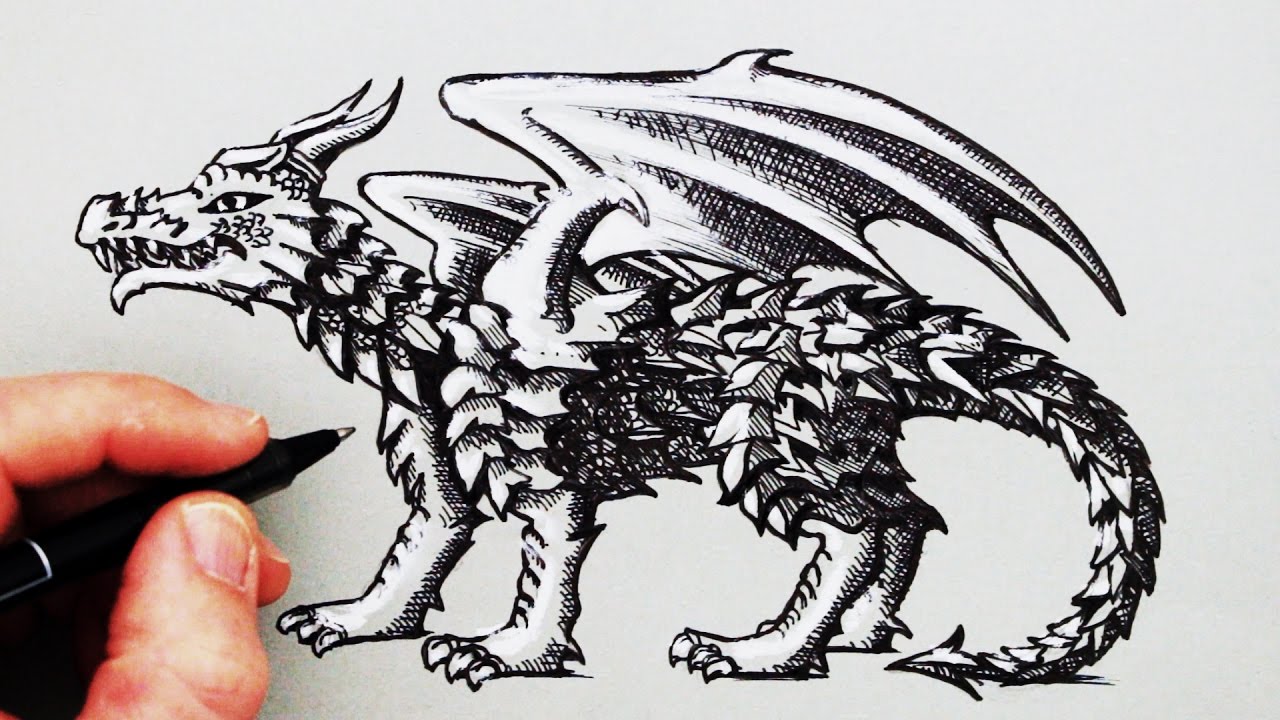 1280x720 How To Draw A Dragon - Dragon Line Drawing