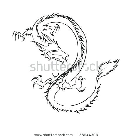 450x470 dragon outline drawing drawn dragon outline drawing dragon koi - Dragon Outline Drawing