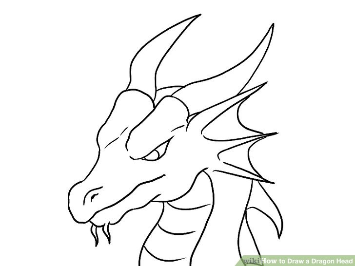728x546 How To Draw Dragon Head - Dragon Outline Drawing
