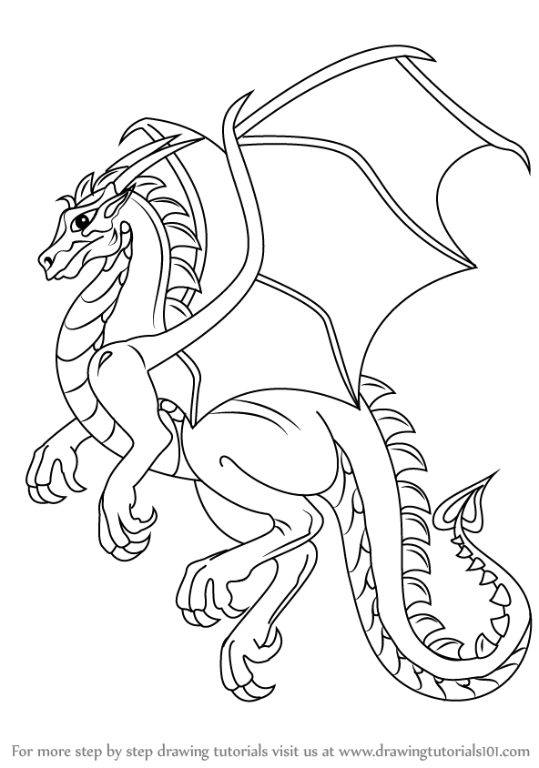 592x844 Learn How To Draw A Dragon - Dragon Outline Drawing