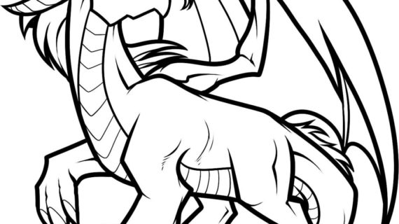 570x320 Simple Dragon Outline - Dragon Outline Drawing