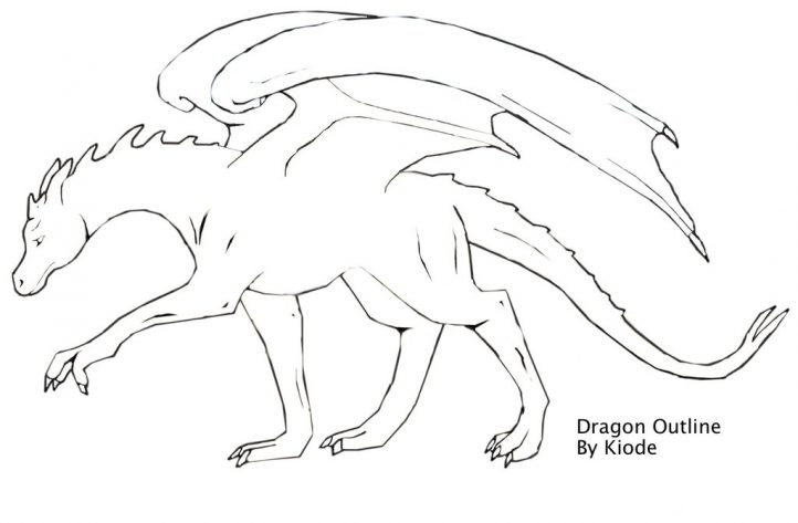 722x473 dragon outline clever hippo - Dragon Outline Drawing