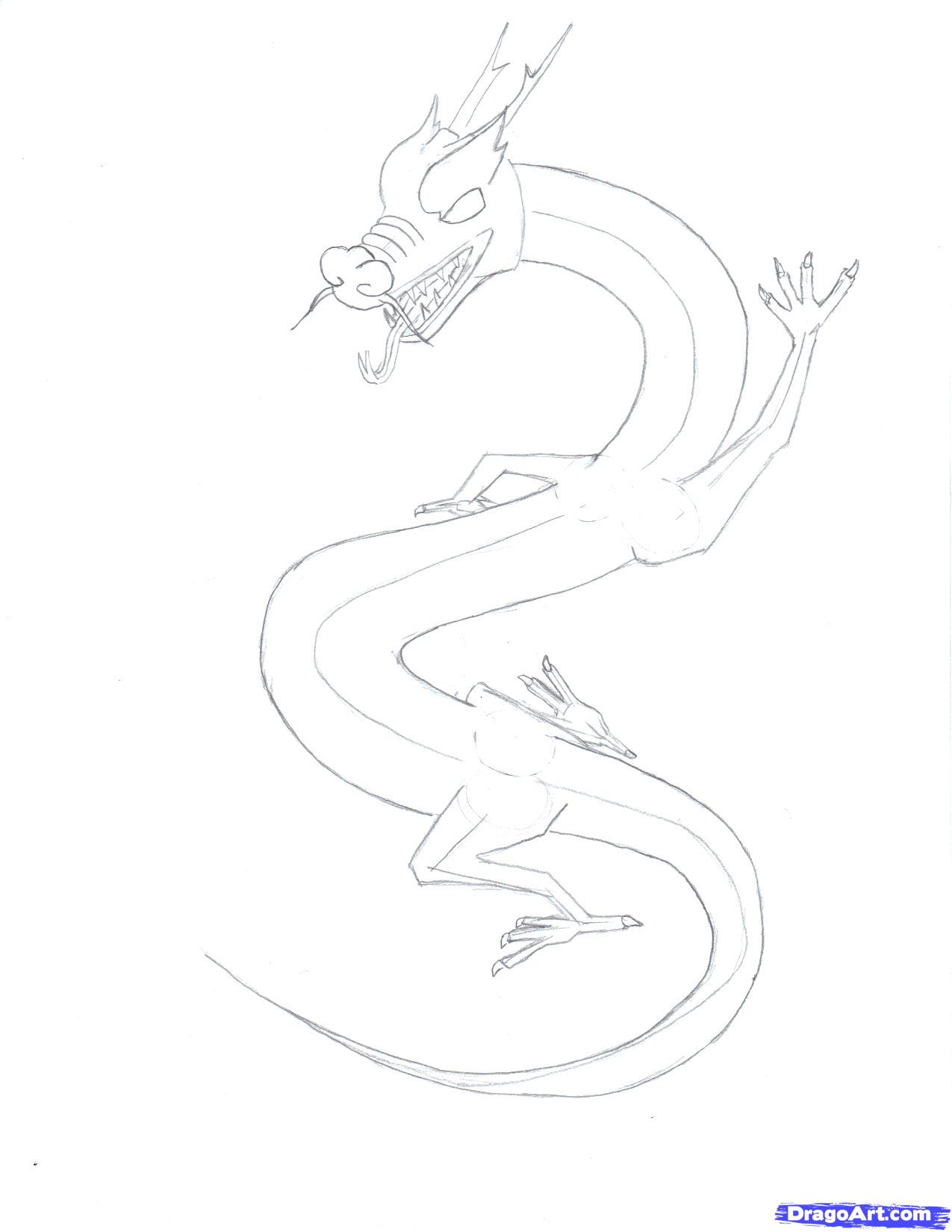 1275x1650 How To Draw A Chinese Sky Dragon, Step - Dragon Outlines For Drawing