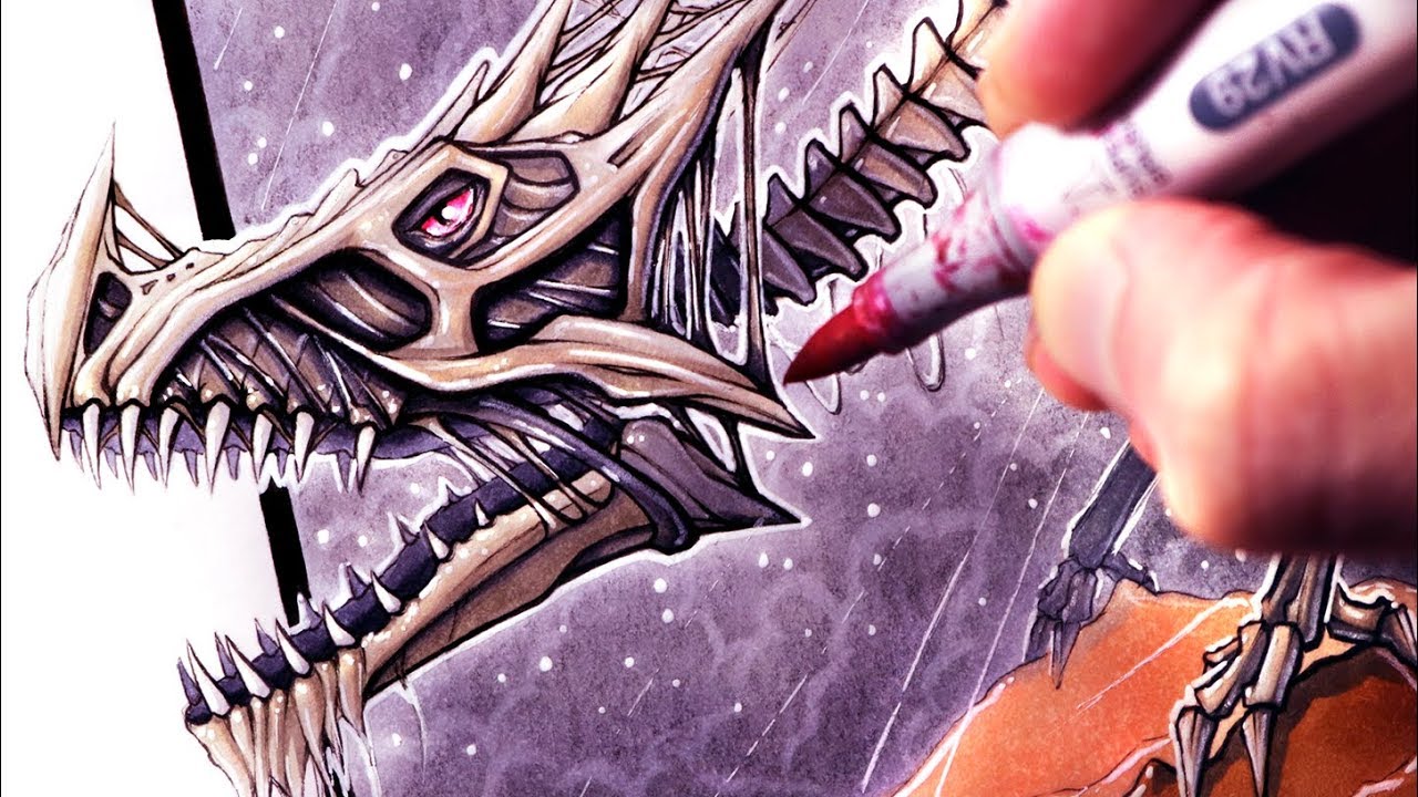 1280x720 Let's Draw A Bone Dragon - Dragon Skeleton Drawing