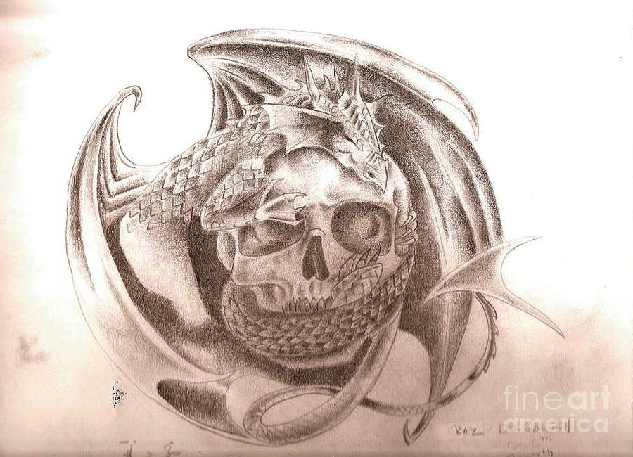 900x650 Dragon And Skull Drawing - Dragon Skull Drawing