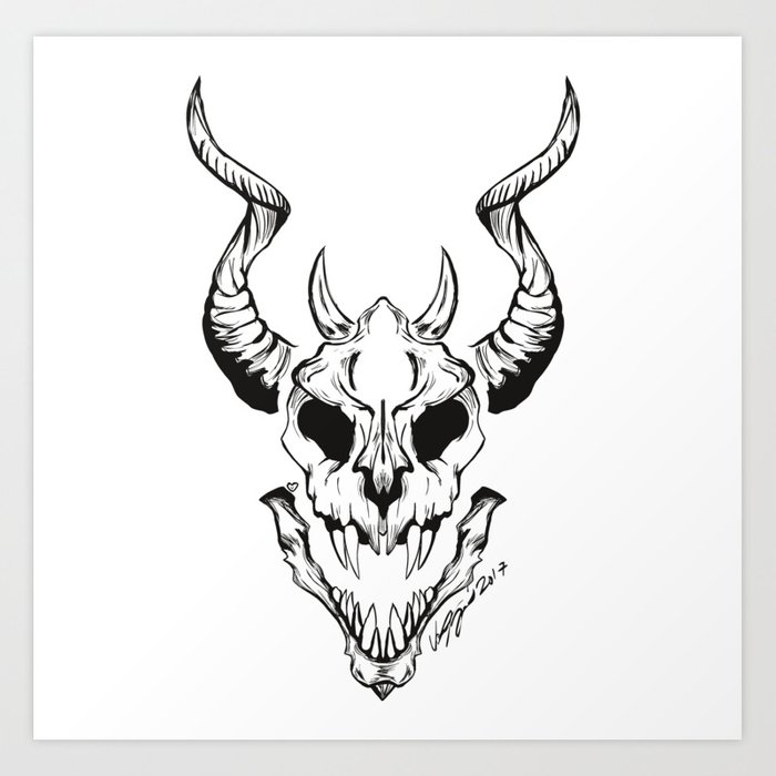 700x700 Elder Dragon Skull Art Print - Dragon Skull Drawing
