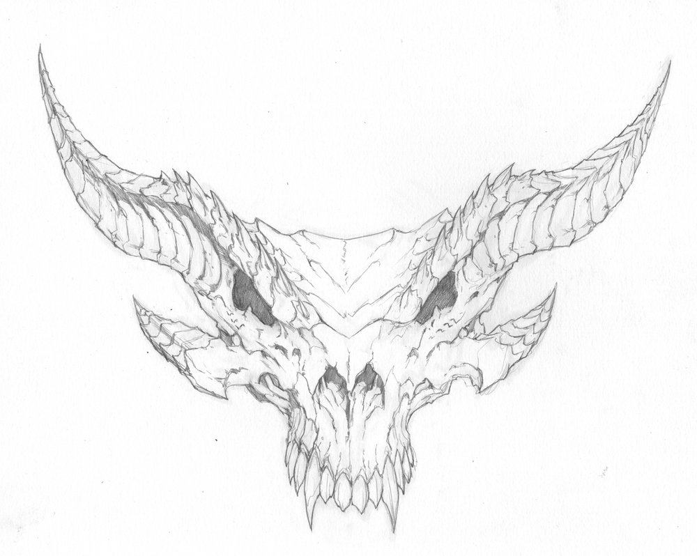 Череп дракона рисунок карандашом