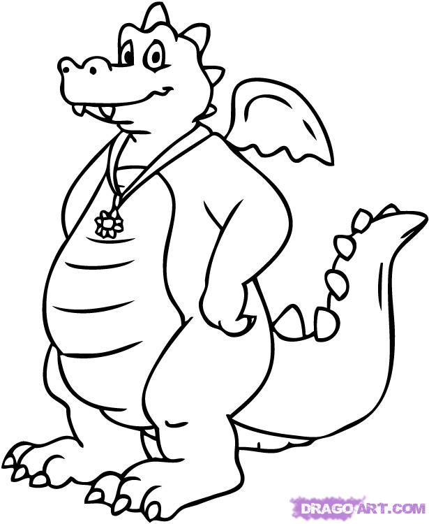 615x750 How To Draw Ord From Dragon Tales, Step - Dragon Tail Drawing
