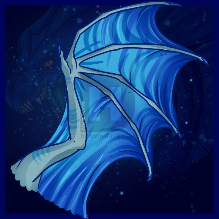 722x722 How To Draw Dragon Wings, Step - Dragon Wings Drawing
