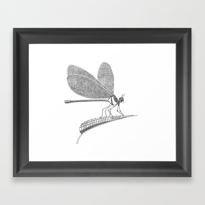 700x700 Dragonfly, One Line Drawing Framed Art Print - Dragonfly Line Drawing