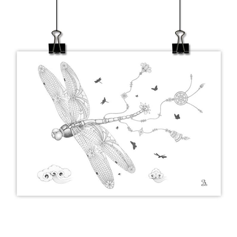 794x794 dragonfly deity art print wall art giclee print pencil etsy - Dragonfly Pencil Drawing