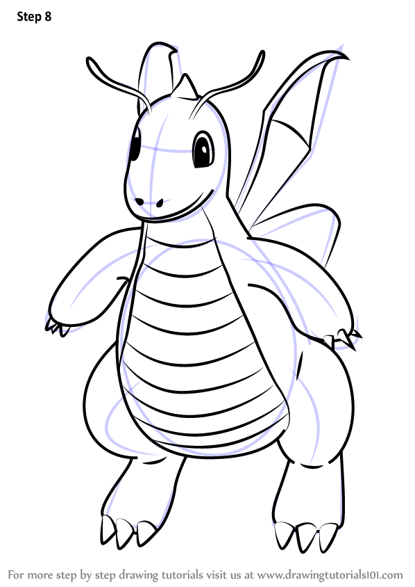 598x844 learn how to draw dragonite from pokemon go - Dragonite Drawing