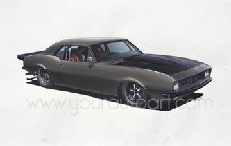 333x211 custom camaro dragster car drawing art - Dragster Drawing