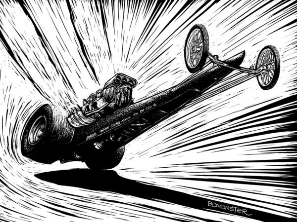 600x450 dragster launch art print - Dragster Drawing