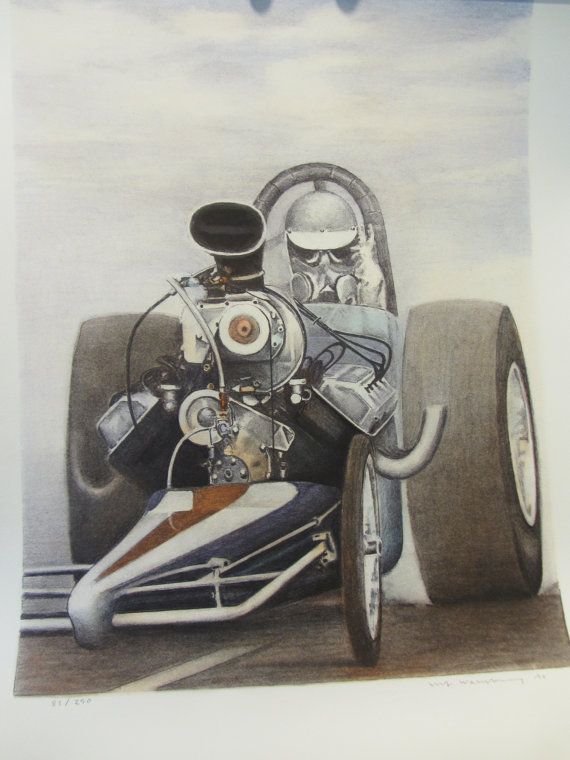 570x760 car art drawing of dragster kuhl and olson - Dragster Drawing