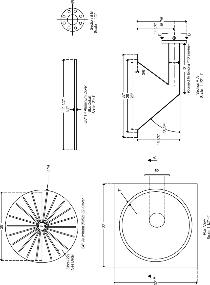850x1151 drain insert modification for ft diameter culture tanks - Drain Drawing