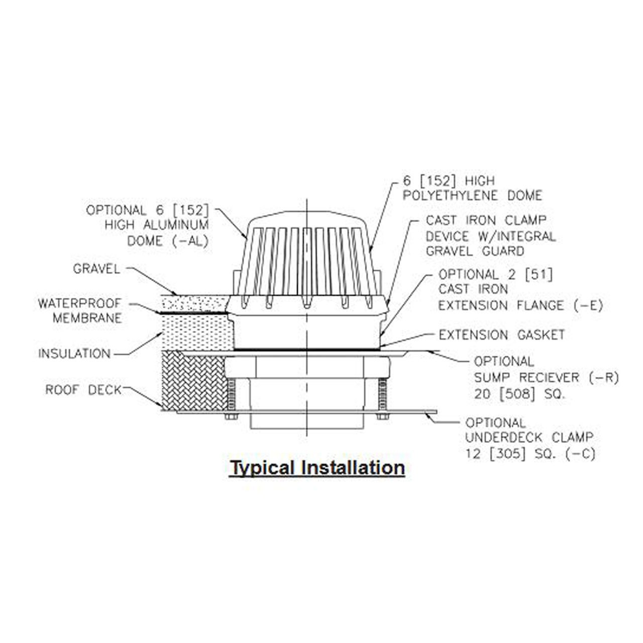 1280x1280 under deck clamp for or pipe fit roof drain - Drain Drawing