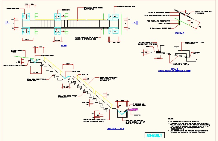 728x470 cascade drain cad drawing - Drain Drawing