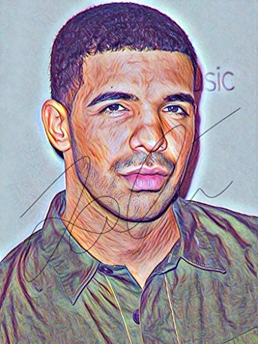 375x500 Drake Drawing Print Poster Hand Drawn Coloured Pencil - Drake Drawing