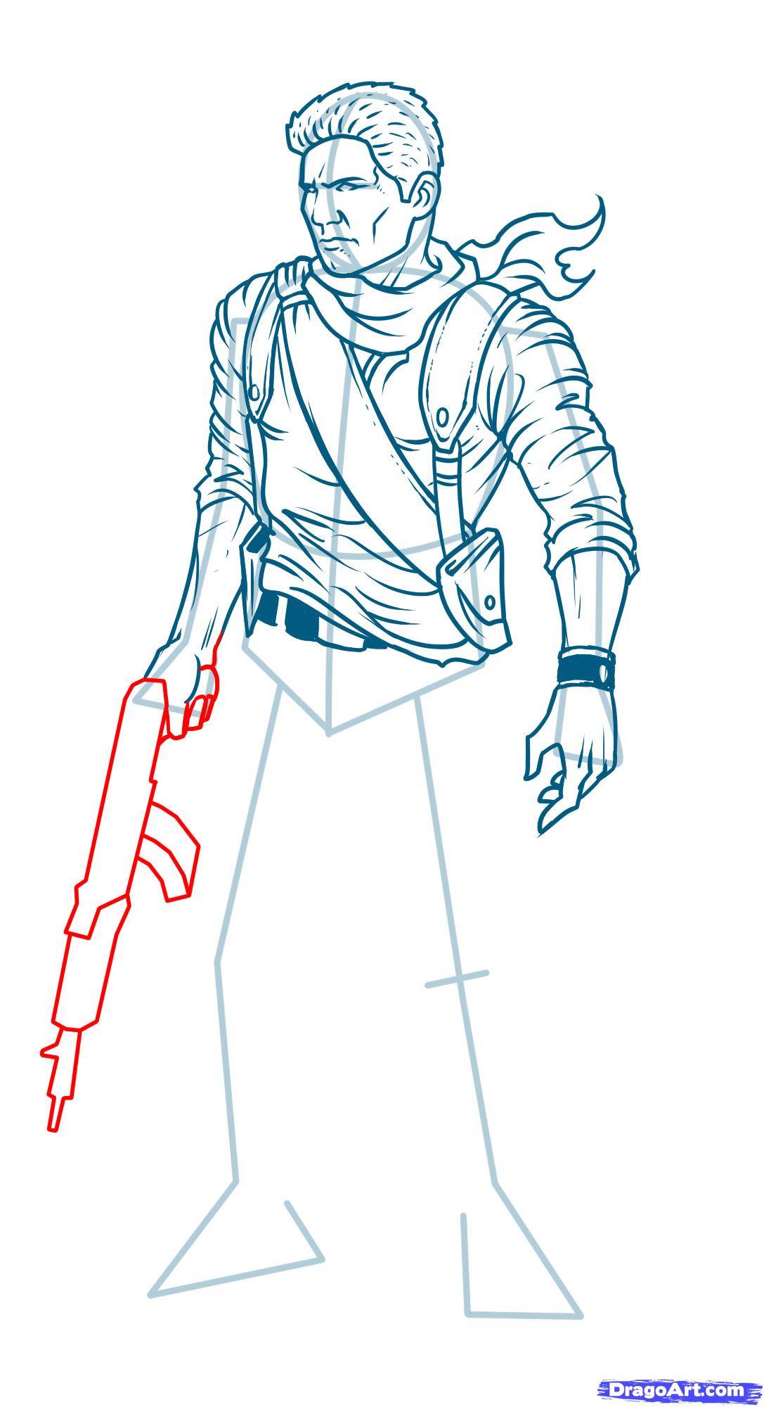1087x2000 How To Draw Nathan Drake, Uncharted Step - Drake Drawing Easy