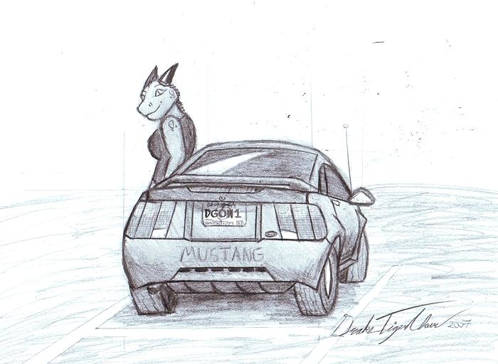 700x512 Mustang Sketch - Drake Drawing Easy
