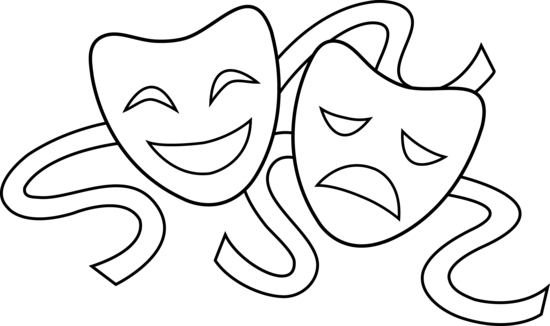 550x326 clip art drama masks theater masks line art theatre mask - Drama Drawing