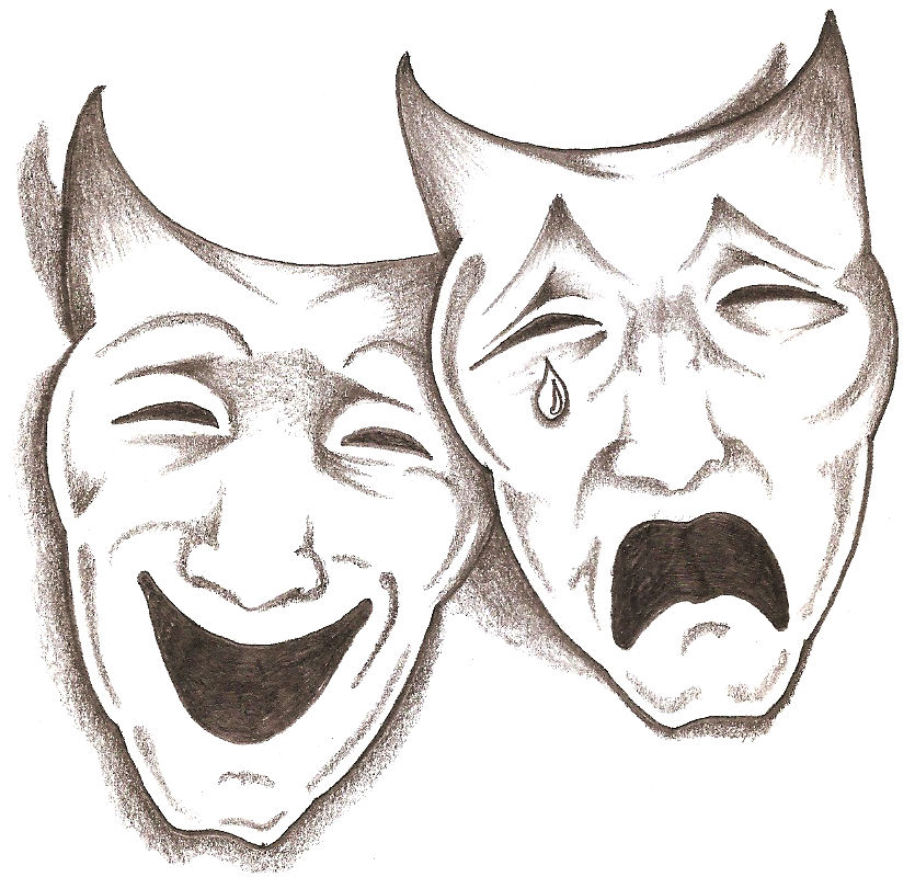 835x800 Drama Mask Drawing At Com Free For Personal Use Dr On Tattoos - Drama Mask Drawing