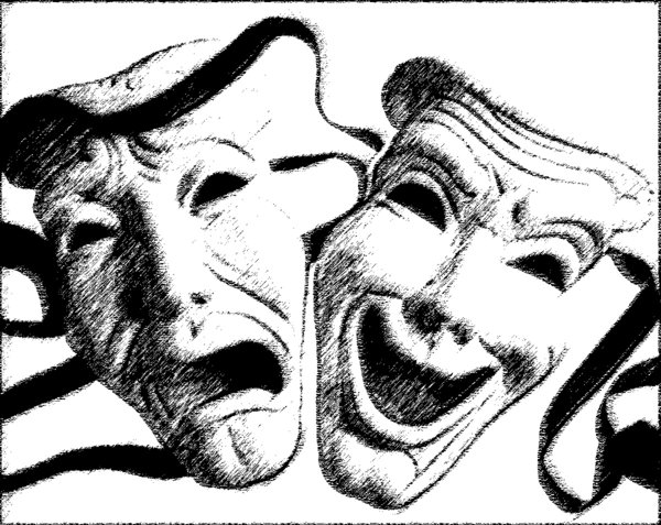600x477 Drama Mask Drawing - Drama Mask Drawing