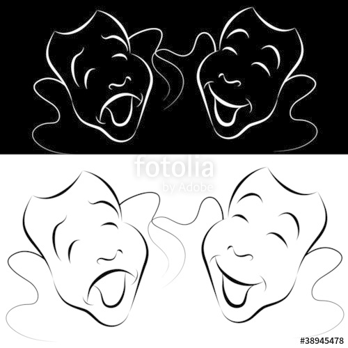 500x500 Drama Mask Line Art Set Stock Image And Royalty Free Vector - Drama Mask Drawing